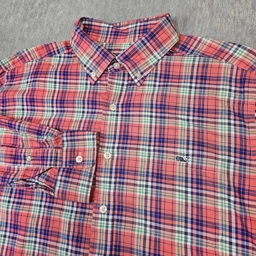 Vineyard Vines Shirt Mens Large Pink Plaid Slim Fit Tucker Button Down Casual